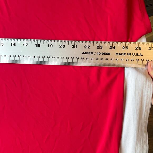 Susan Graver Women Blouse size XL Short Sleeve Crew neck Stretchy High Low Red - Picture 3 of 7